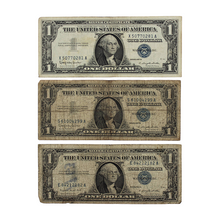 Load image into Gallery viewer, $1 Silver Certificate - Set of 3 Notes - Series 1957 B - Circulated/Used (PSV 25)
