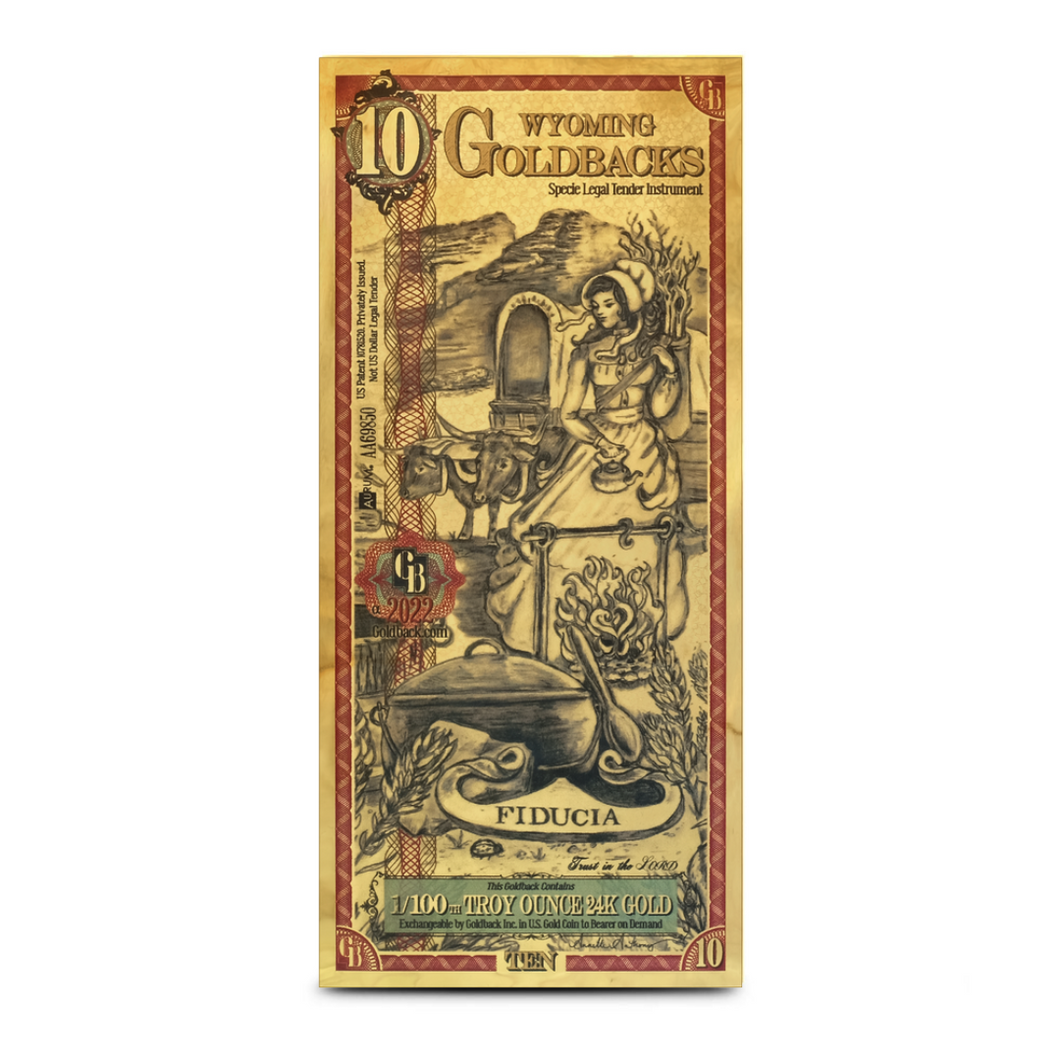 Wyoming 10 Goldback Gold Note ALPHA – Fiducia (Trust)