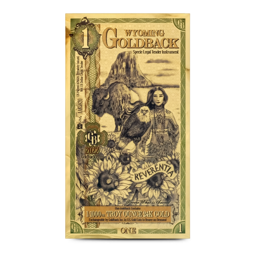 Wyoming 1 Goldback Gold Note ALPHA - Reverentia (Reverence)