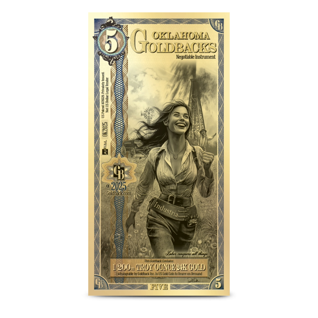 Oklahoma 5 Goldback Gold Note ALPHA MetalStacks