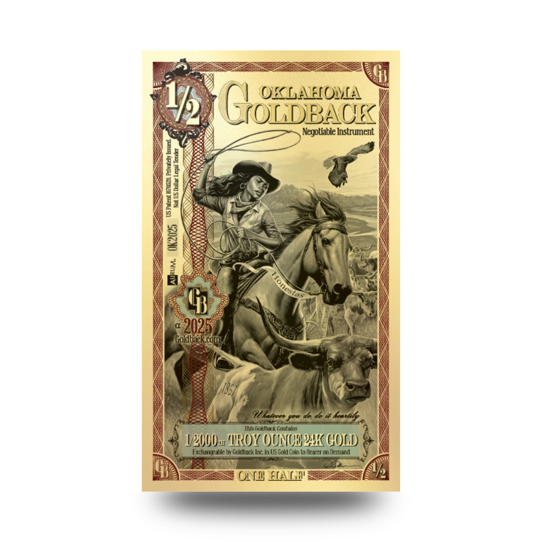 Oklahoma 1/2 Goldback Gold Note ALPHA MetalStacks