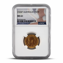 Load image into Gallery viewer, 1920P Australia 1 Sovereign MS61 - Australia Flag Label
