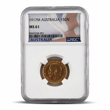 Load image into Gallery viewer, 1917PM Australia 1 Sovereign MS61 - Australia Flag Label
