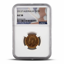 Load image into Gallery viewer, 1911P Australia 1 Sovereign AU58 - Australia Flag Label
