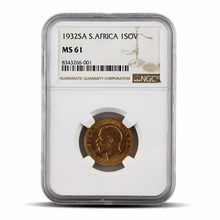 Load image into Gallery viewer, 1932SA South Africa 1 Sovereign MS61 Gold Coin - Brown Scale Label
