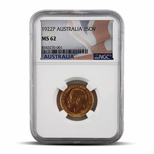 Load image into Gallery viewer, 1922P Australia 1 Sovereign MS62 - Australia Flag Label
