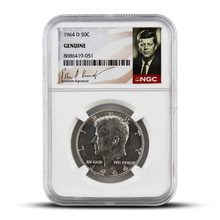 Load image into Gallery viewer, 1964 50C D Kennedy Half Dollar - Genuine - NGC John F. Kennedy Signature Label (PSV 15)

