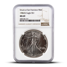 Load image into Gallery viewer, Struck at San Francisco Mint 1986 1986(S) Eagle S$1 MS69 - Brown Scale Label (PSV 40)
