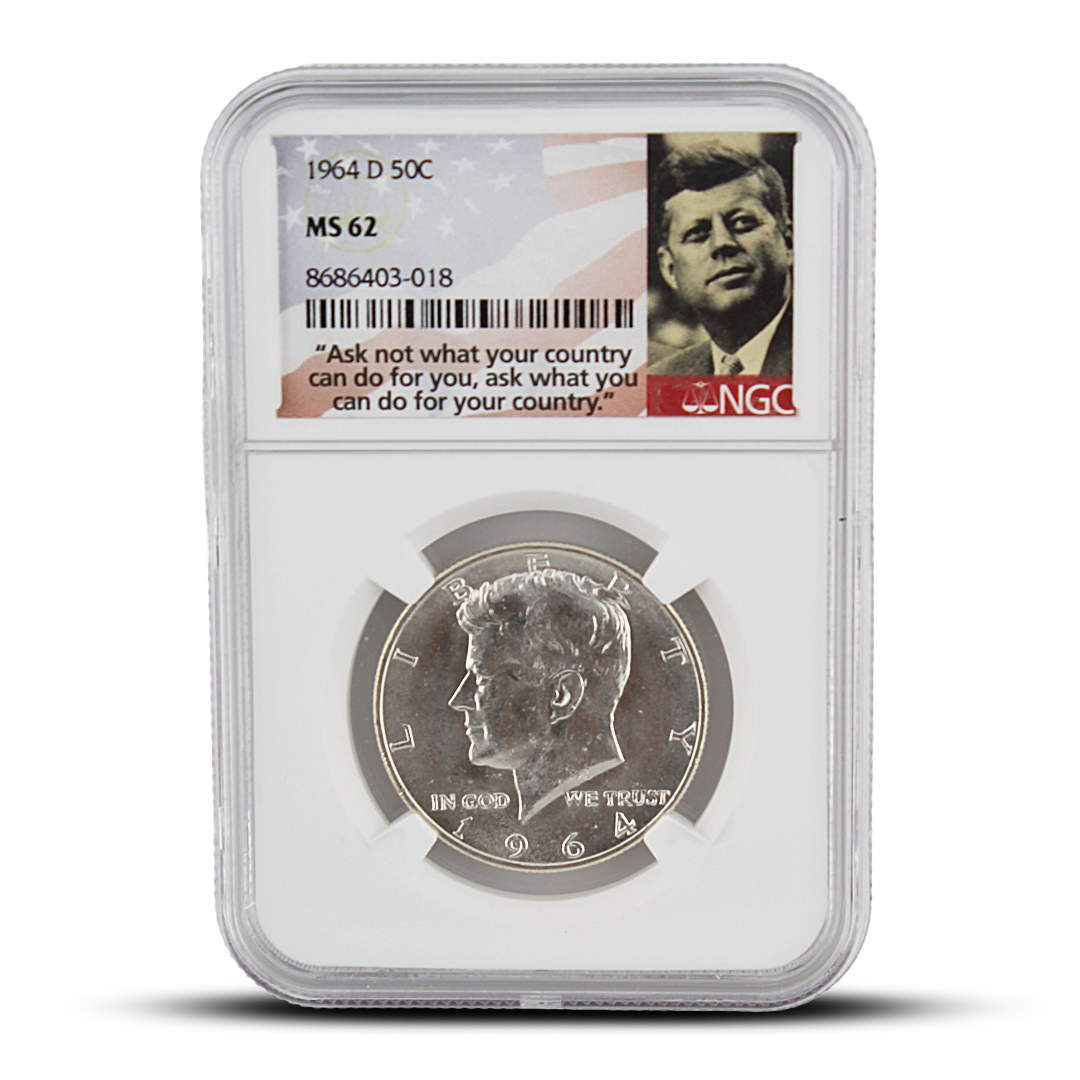 1964 D 50C - MS62 - NGC John F. Kennedy Signature Label