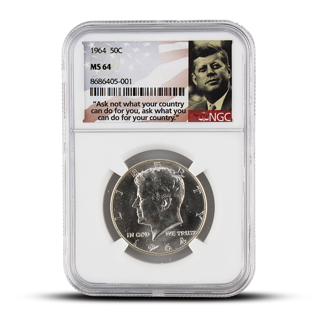 1964 50C - MS64 - NGC John F. Kennedy Signature Label