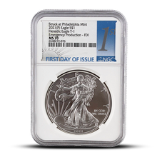 Load image into Gallery viewer, Struck at the Philadelphia Mint 2021(P) Eagle S$1 Heraldic Eagle T-1 EP-FDI (PSV 20)
