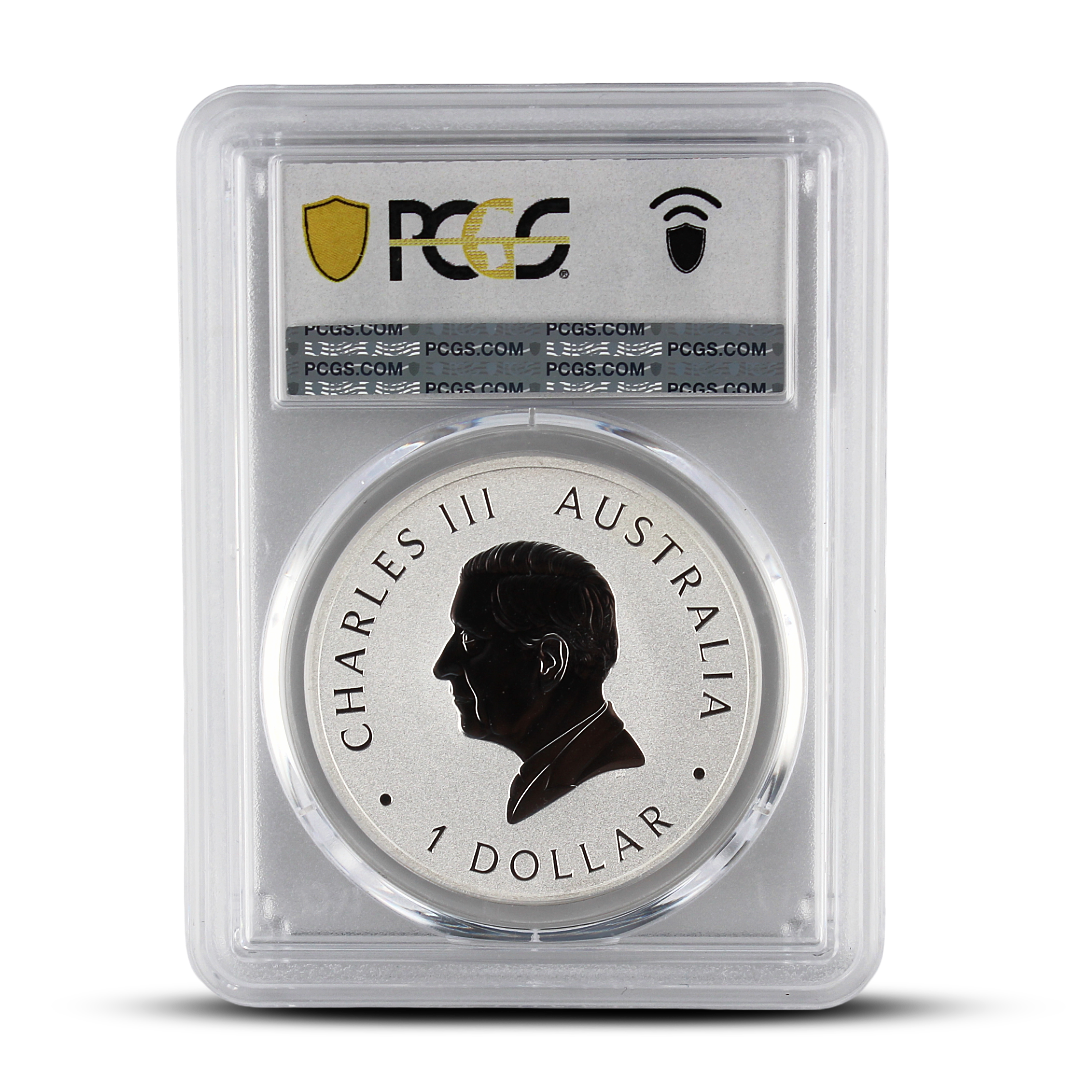 2025-P PCGS MMS70 Kookaburra Ag 35th Anniversary Australia Flag Label