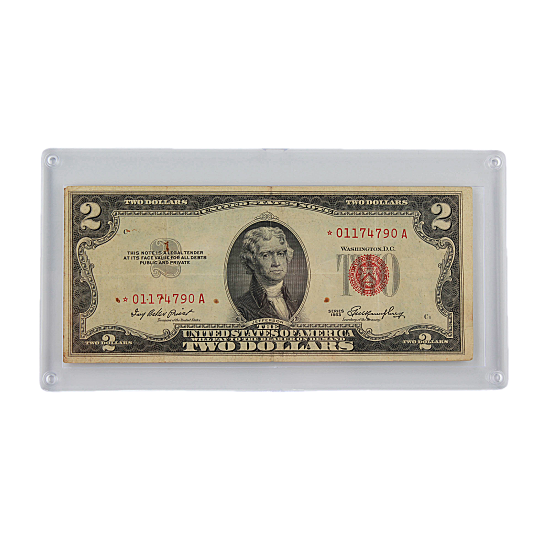 $2 U.S. Note - Series 1953 with Red Seal Star Note miscut (PSV 25)