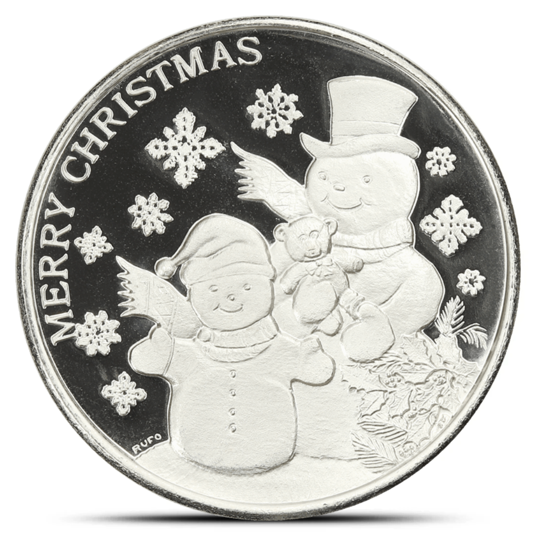 1 Oz Vintage Highland Mint Silver Snowman Round