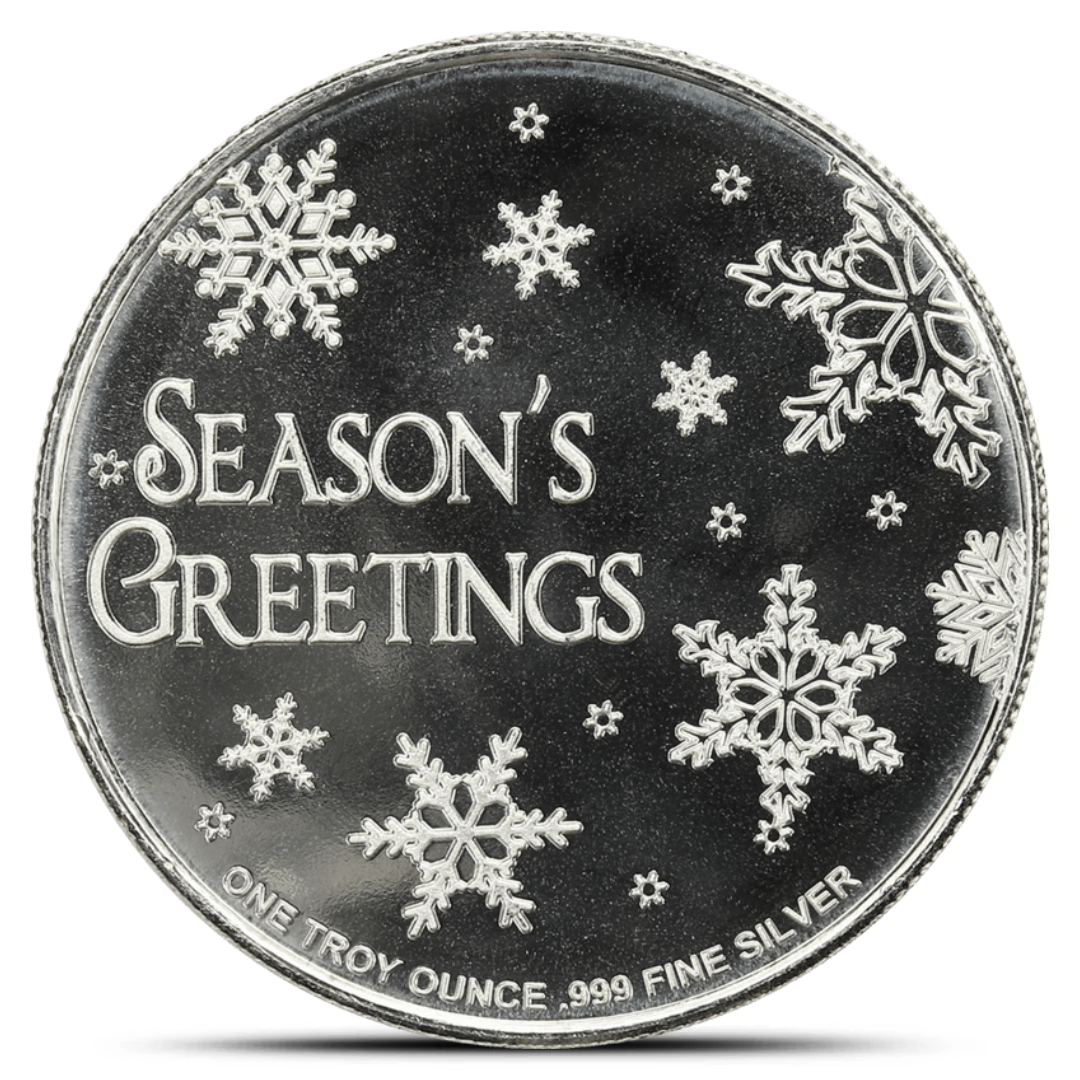 1 Oz Vintage Highland Mint Silver Snowman Round