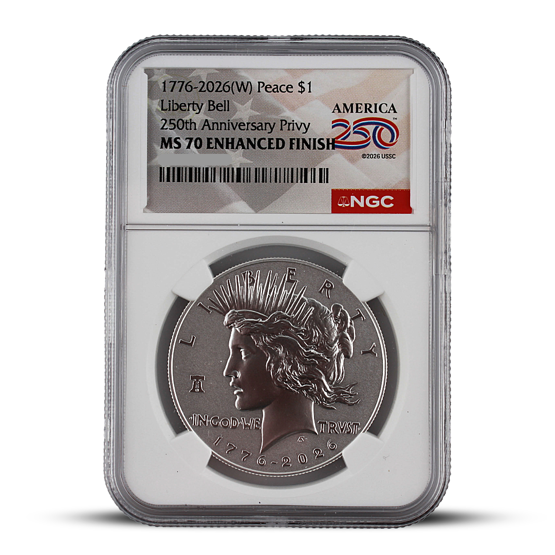 1776-2026(W) Peace Dollar NGC MS70 Enhanced Finish – America 250 Liberty Bell Privy (PSV 50)
