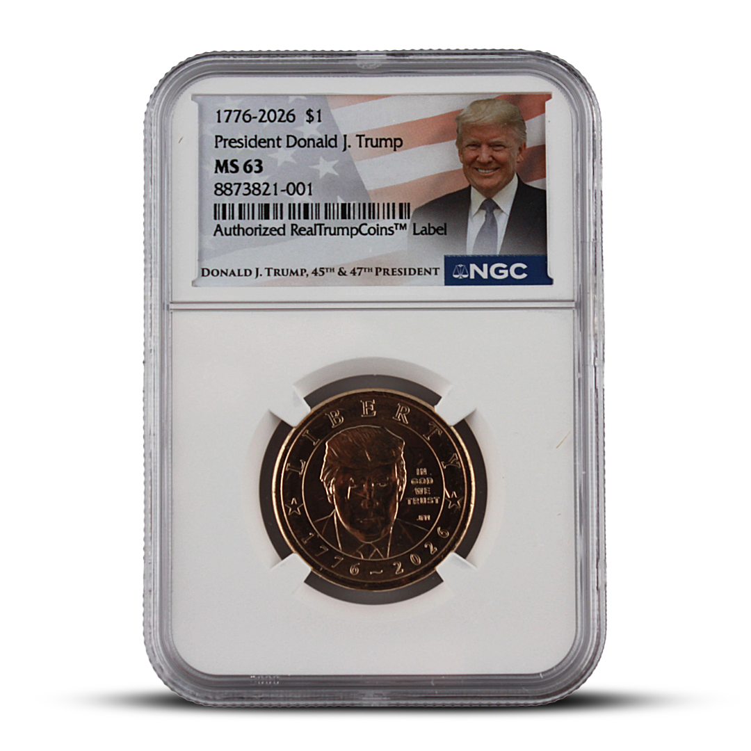 2026 President Donald J. Trump America 250 $1 Coin – Authorized RealTrumpCoins Label – NGC MS63 (PSV 25)