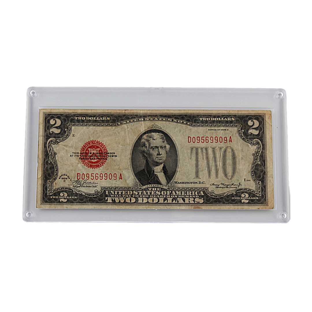 $2 United States Note - Series 1928D - Red Seal Legal Tender Jefferson (PSV 20)