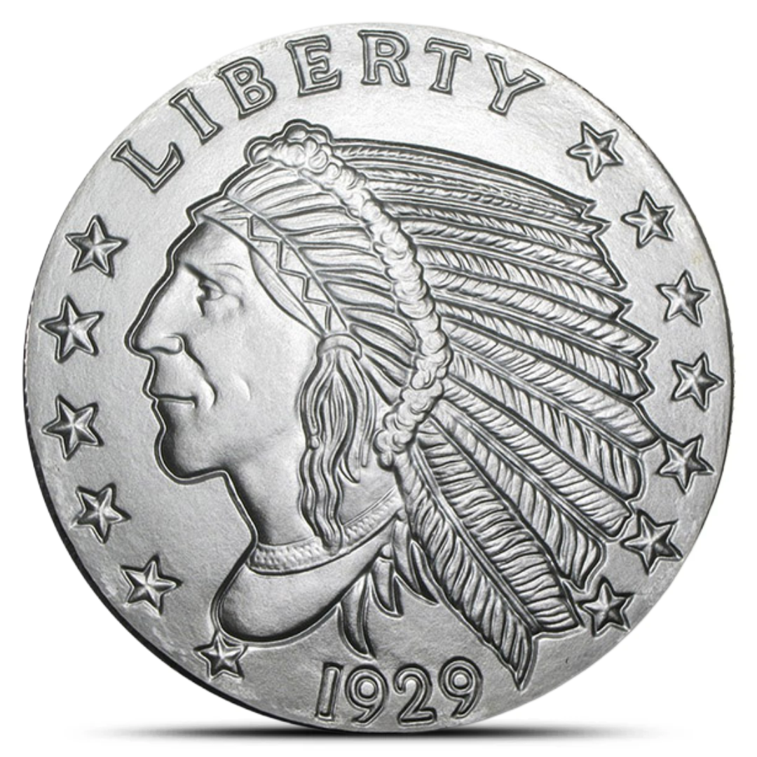 1 Oz Incuse Indian Silver Round