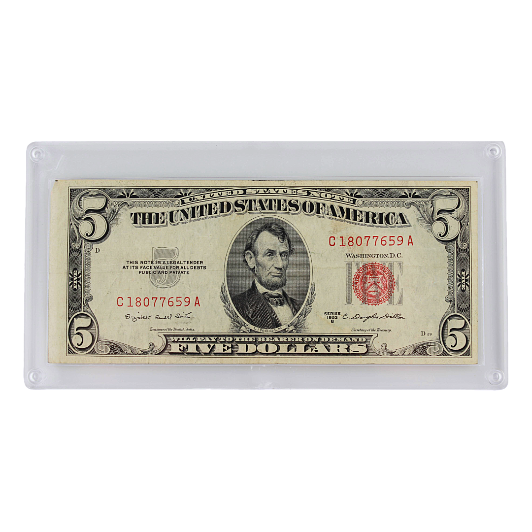 $5 U.S. Legal Tender Note – Series 1953 B - Red Seal (PSV 20)
