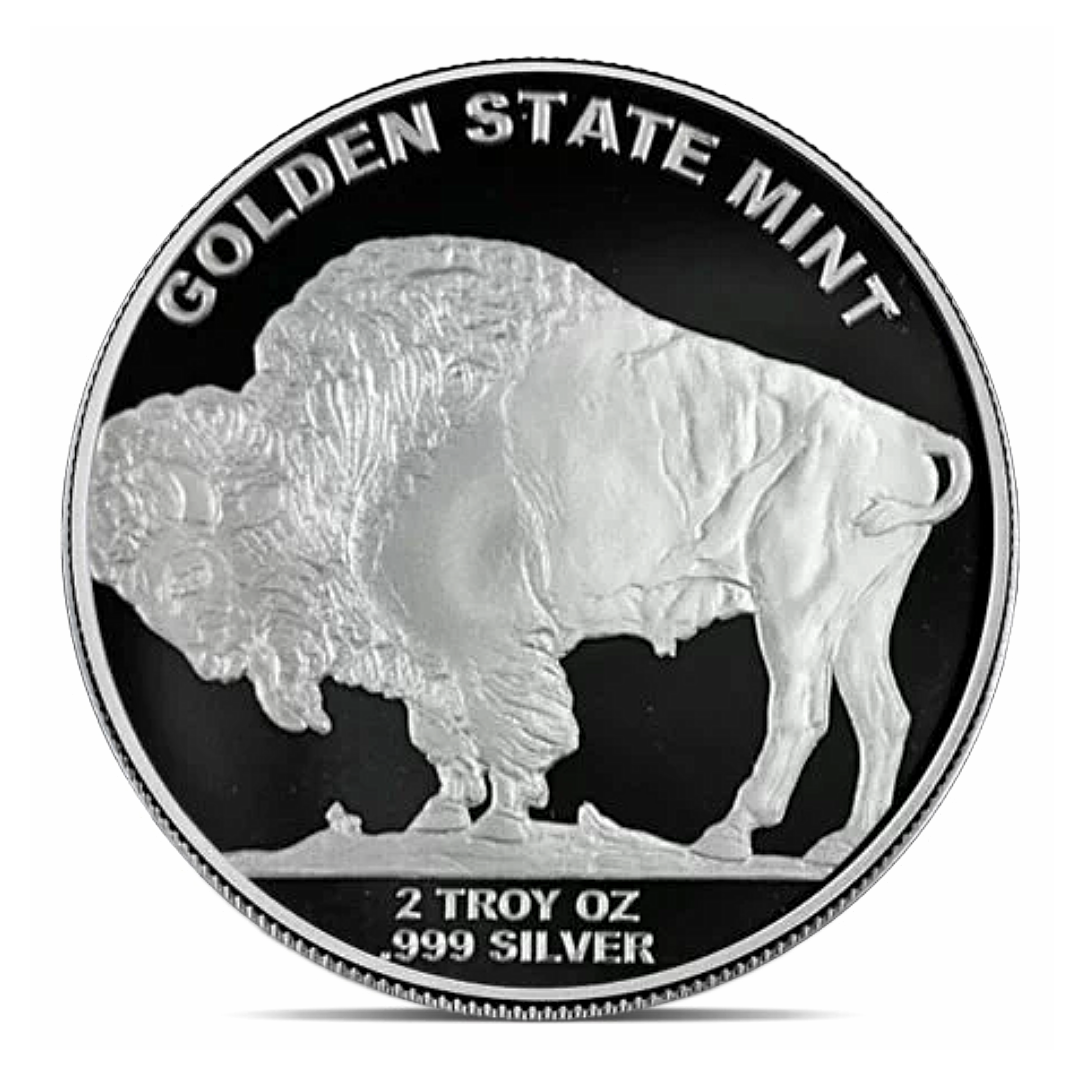 Golden State Mint 2 oz Silver Round - Buffalo Indian Head Design .999 Fine Silver