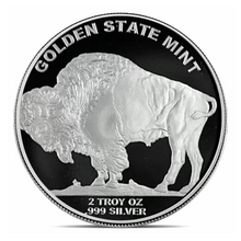 Load image into Gallery viewer, Golden State Mint 2 oz Silver Round - Buffalo Indian Head Design .999 Fine Silver
