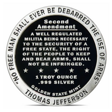 Load image into Gallery viewer, 1 oz Silver Round – Second Amendment – Golden State Mint – .999 Fine Silver
