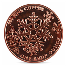 Load image into Gallery viewer, 1 oz Copper Round – Merry Christmas Graffiti &amp; Snowflake
