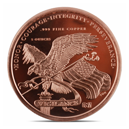 5 oz Copper Round - 250 Years of American Independence - 1776-2026 - Golden State Mint - .999 Fine Copper