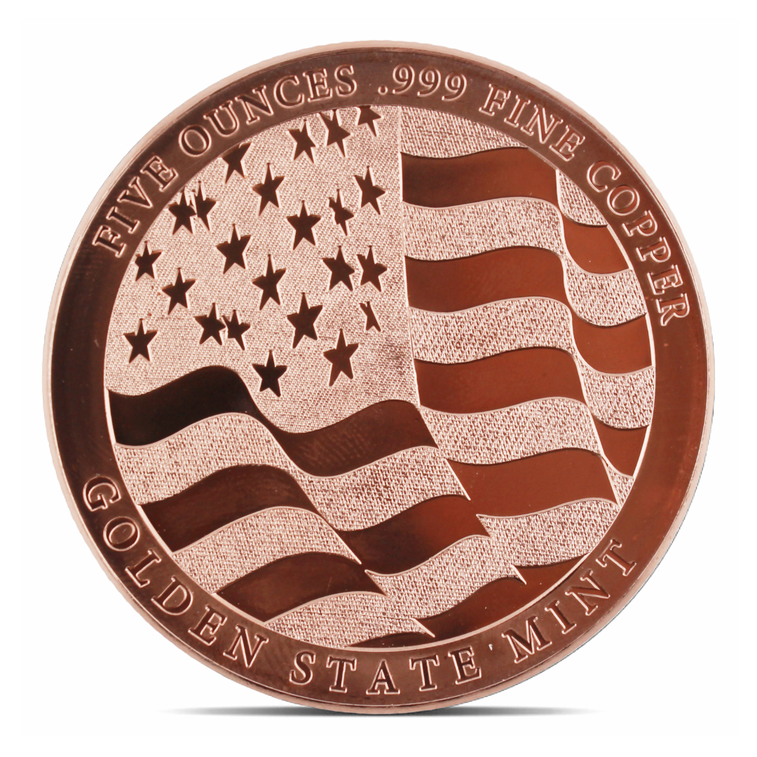 5 oz Copper Round – Home of the Free Because of the Brave – Golden State Mint