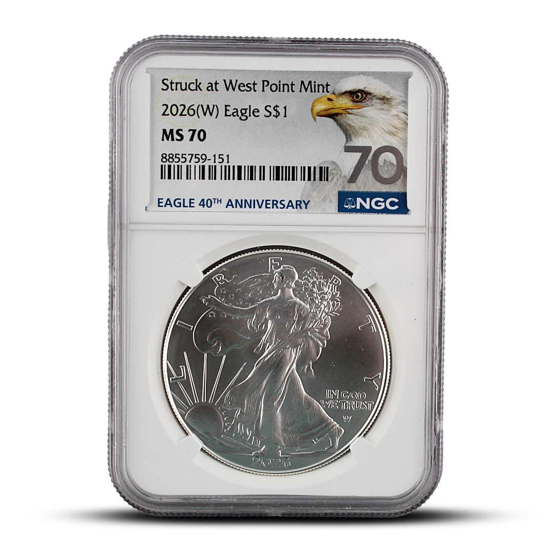 2026(W) 1 oz American Silver Eagle - NGC MS70 - West Point Mint - Eagle 40th Anniversary Label (PSV 20)