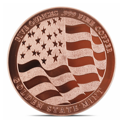 5 oz Copper Round – Home of the Free Because of the Brave – Golden State Mint