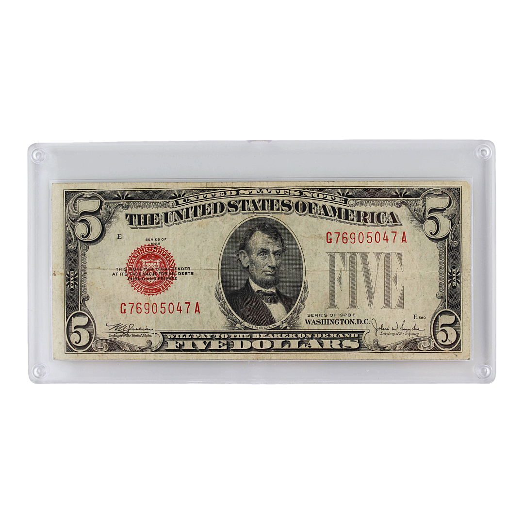 $5 U.S. Legal Tender Note – Series 1928 E - Red Seal (PSV 20)