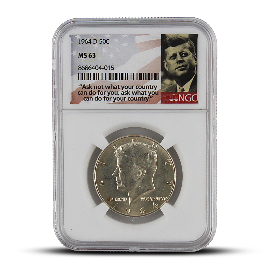 1964 D 50C - MS63 - NGC John F. Kennedy Signature Label