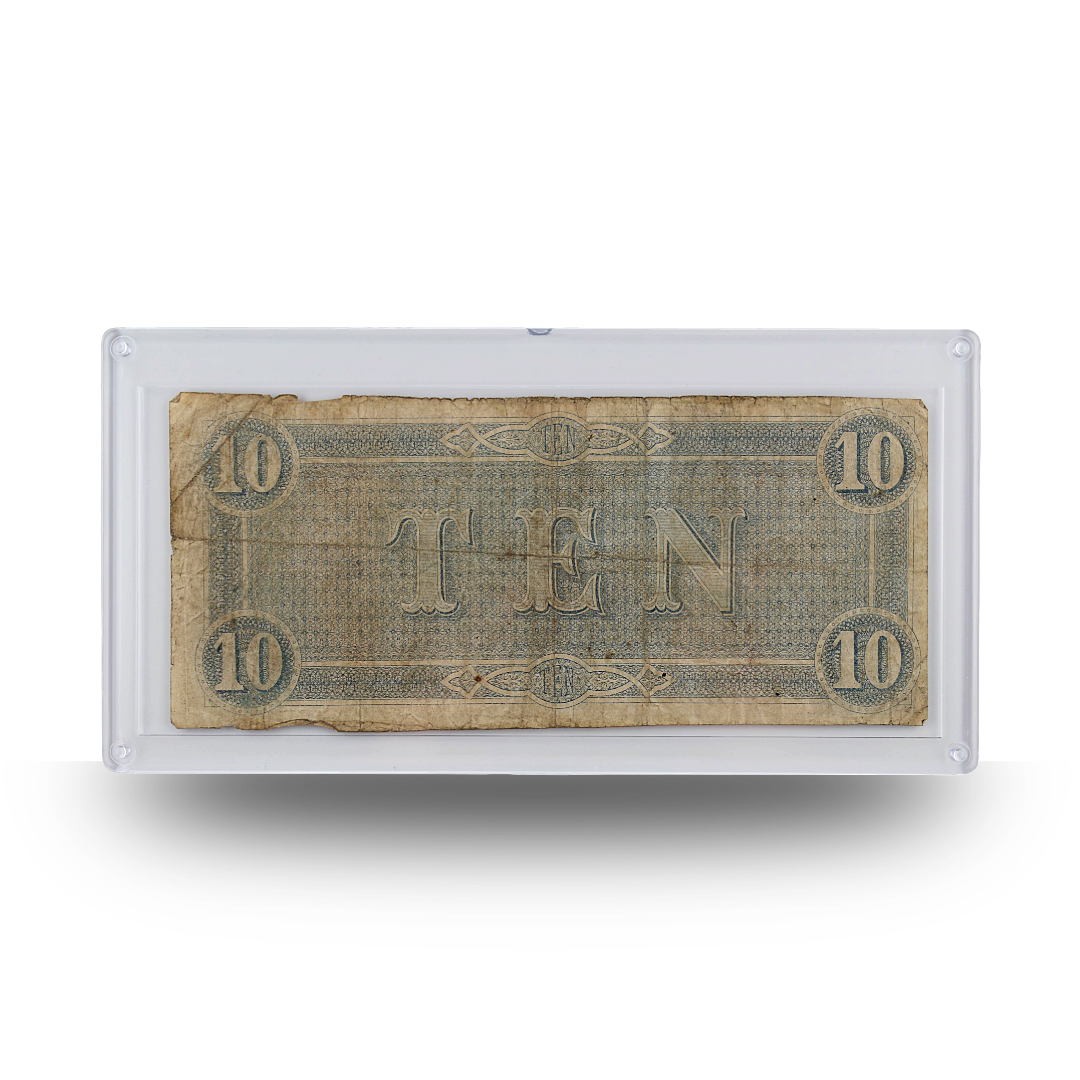 1864 U.S Confederate States of America $10 Bill - Circulated Civil War Artifact (PSV 25)
