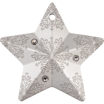 2023 1 Oz Cook Islands Silver Snowflake Star Ornament