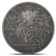 Load image into Gallery viewer, 2022 Palau 3 Oz Silver Coin Howard Philips Lovecraft: Cthulhu
