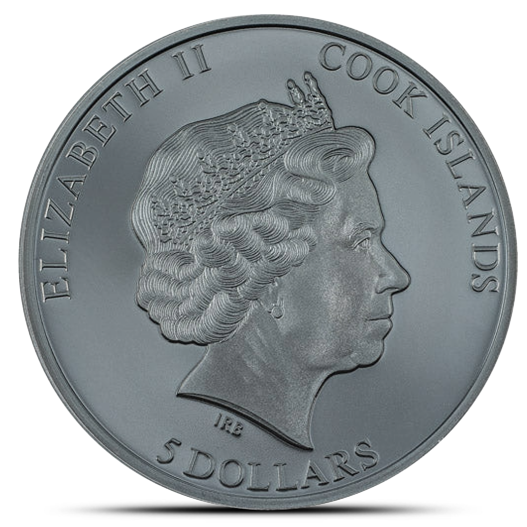 2022 1 Oz Black Proof Cook Islands Silver Memoriam Queen Elizabeth II Coin