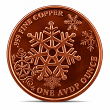 Load image into Gallery viewer, 1 oz Copper Round – Merry Christmas Nativity &amp; Snowflake
