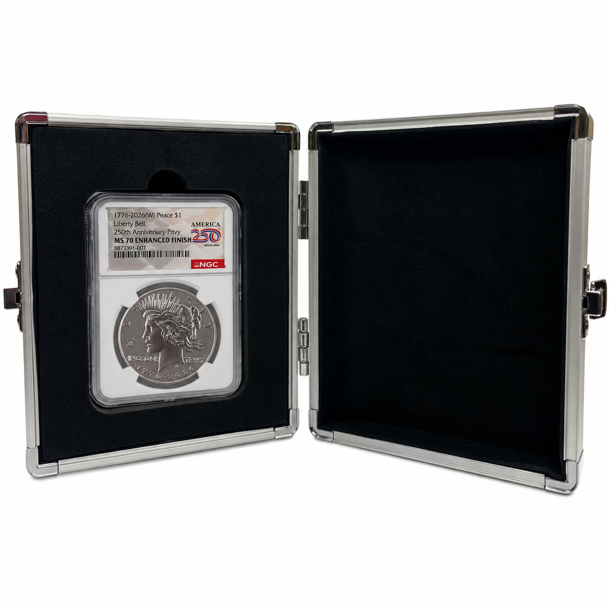 1776-2026(W) Peace Dollar NGC MS70 Enhanced Finish – America 250 Liberty Bell Privy (PSV 50)