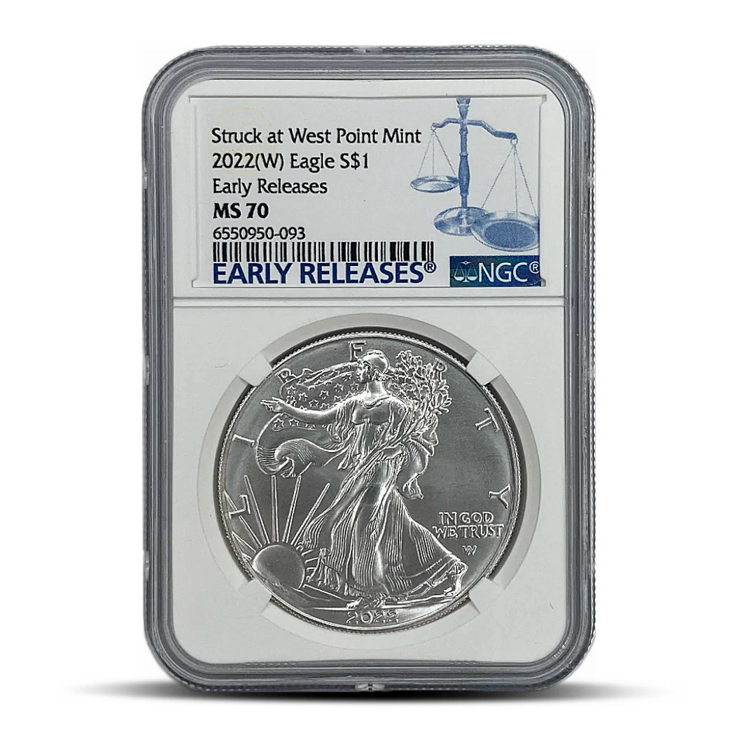 2022(W) Struck at WPM Eagle S$1 Early Releases - Blue Scale Label