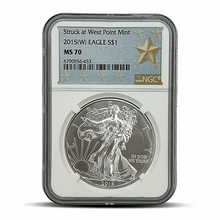Load image into Gallery viewer, Struck at West Point Mint 2015 (W) Eagle S$1 Gold Star Label
