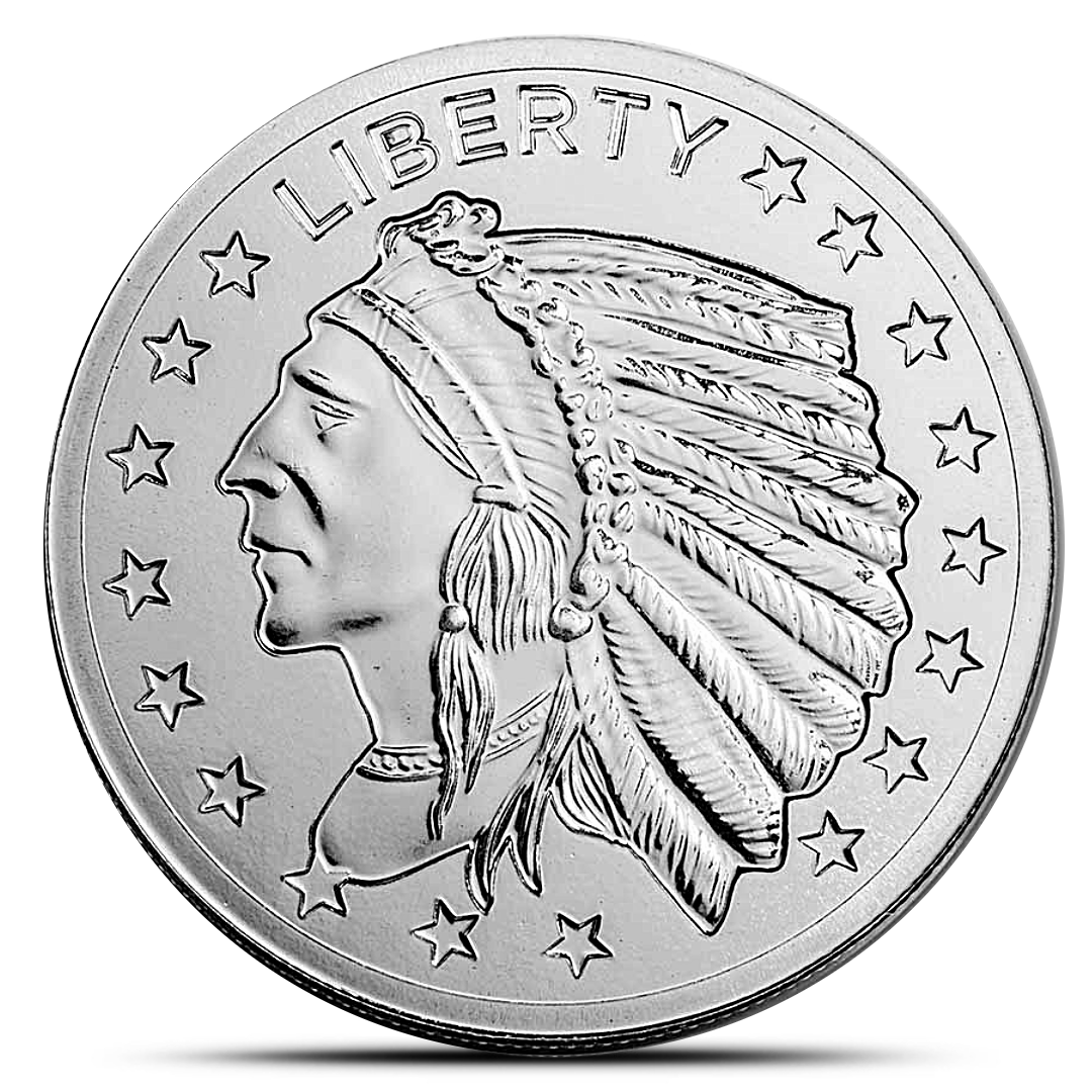 1 Oz Incuse Indian Silver Round
