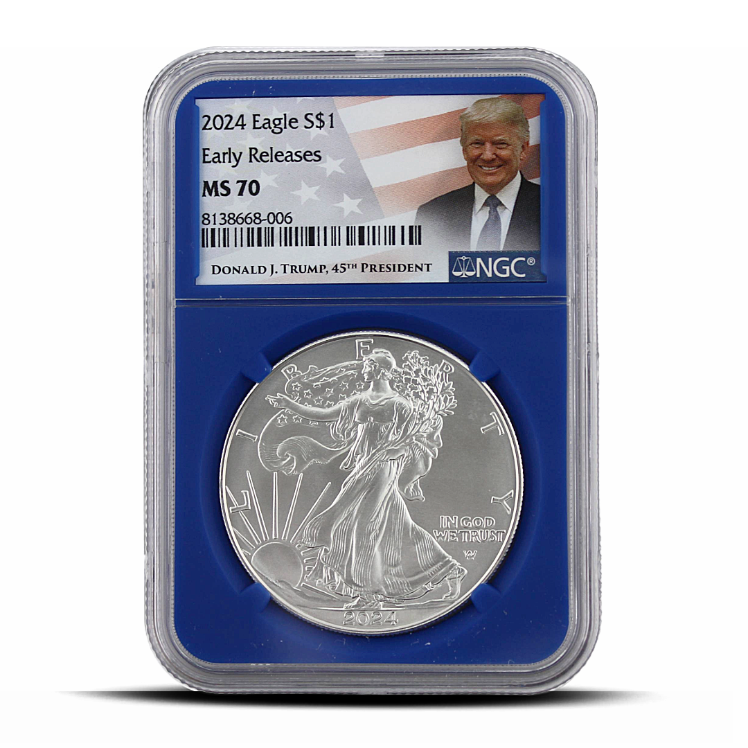 2024 Eagle S$1 Early Releases MS70 - Donald J. Trump 45th President Label - NGC Blue Core (PSV 20)