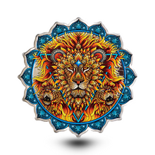 Load image into Gallery viewer, 2023 2 Oz Colorized Solomon Islands Lion of the 5th Chakra Silver Coin
