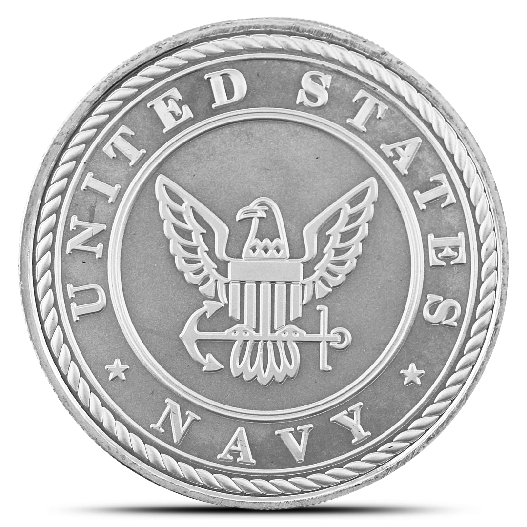 1 Oz United States Armed Forces - Navy Silver Rounds