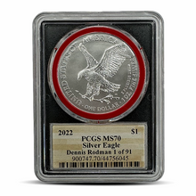 Load image into Gallery viewer, Dennis Rodman Hand-Signed MS70 Silver Eagle - 1 of 91 (PSV 100)
