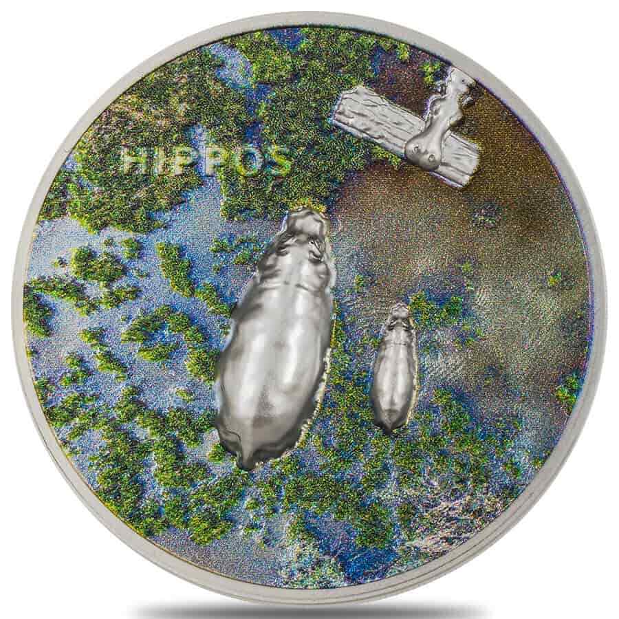 2023 1 Oz Palau Hippo Ultra High Relief Silver Coin
