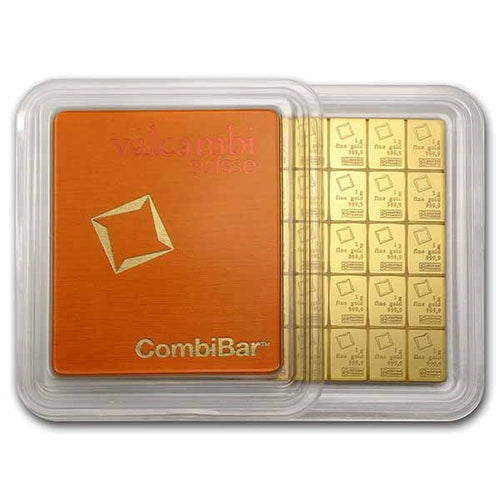 50 Gram Gold Combi-Bar Valcambi (50 x 1 g) Metalstacks